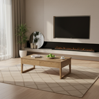 Eco-Friendly Ash Wood Coffee Table - Rectangular Smooth Invisible Slide Drawer 1-Tier For Living Room Lumendat