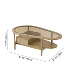 Eco-Friendly Craftsmanship Table - Irregular Oval Design & Premium Ash Wood Coffee Table 1-Drawer For Living Room Lumendat