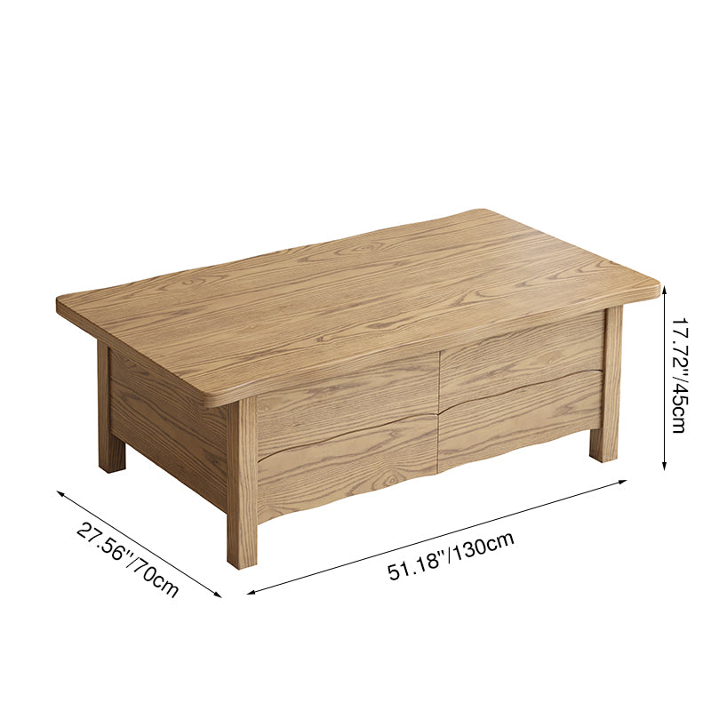 Healthy Home North American Ash Wood Coffee Table - Formaldehyde-Free & Smooth Drawers Table 4-Legs For Living Room Lumendat