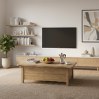 Healthy Home North American Ash Wood Coffee Table - Formaldehyde-Free & Smooth Drawers Table 4-Legs For Living Room Lumendat