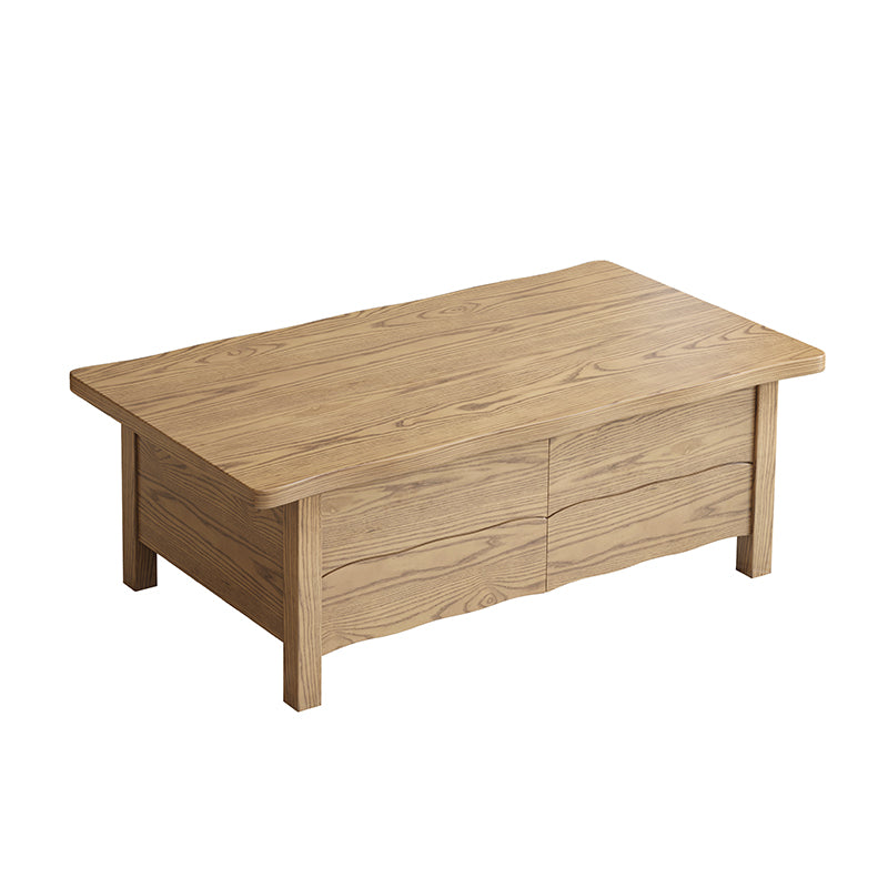 Healthy Home North American Ash Wood Coffee Table - Formaldehyde-Free & Smooth Drawers Table 4-Legs For Living Room Lumendat