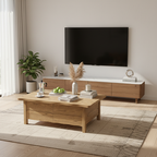 Healthy Home North American Ash Wood Coffee Table - Formaldehyde-Free & Smooth Drawers Table 4-Legs For Living Room Lumendat