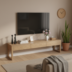 Eco-Friendly Ash Wood TV Stand - Durable Design Ample Storage TV Cabinet 3-Drawer For Living Room Lumendat
