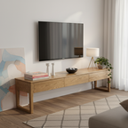 Eco-Friendly Ash Wood TV Stand - Durable Design Ample Storage TV Cabinet 3-Drawer For Living Room Lumendat