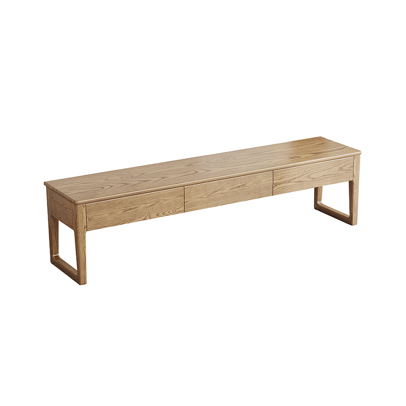 Eco-Friendly Ash Wood TV Stand - Durable Design Ample Storage TV Cabinet 3-Drawer For Living Room Lumendat