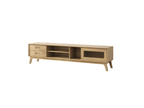 Non-Toxic Ash Wood TV Stand - Modern Minimalist Invisible Slide Drawer & Open Shelf Design TV Cabinet 2 -Drawer For Living Room Lumendat