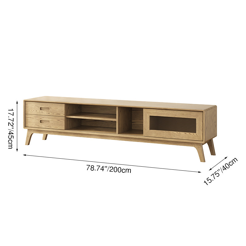 Non-Toxic Ash Wood TV Stand - Modern Minimalist Invisible Slide Drawer & Open Shelf Design TV Cabinet 2 -Drawer For Living Room Lumendat