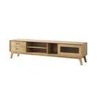 Non-Toxic Ash Wood TV Stand - Modern Minimalist Invisible Slide Drawer & Open Shelf Design TV Cabinet 2 -Drawer For Living Room Lumendat