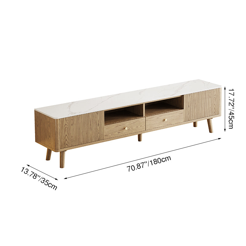 French Crafted Ash Wood TV Stand - Eco-Friendly & Multi-Storage Solutions TV Cabinet 5 -Leg For Living Room Lumendat