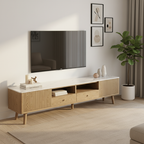 French Crafted Ash Wood TV Stand - Eco-Friendly & Multi-Storage Solutions TV Cabinet 5 -Leg For Living Room Lumendat