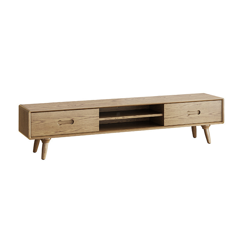Handcrafted Ash Wood TV Stand - Timeless Traditional Formaldehyde-Free & Dual Storage TV Cabinet 2 -Drawer For Living Room Lumendat