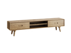 Handcrafted Ash Wood TV Stand - Timeless Traditional Formaldehyde-Free & Dual Storage TV Cabinet 2 -Drawer For Living Room Lumendat