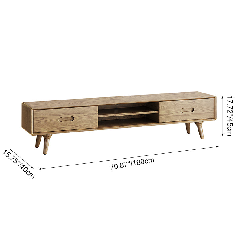 Handcrafted Ash Wood TV Stand - Timeless Traditional Formaldehyde-Free & Dual Storage TV Cabinet 2 -Drawer For Living Room Lumendat