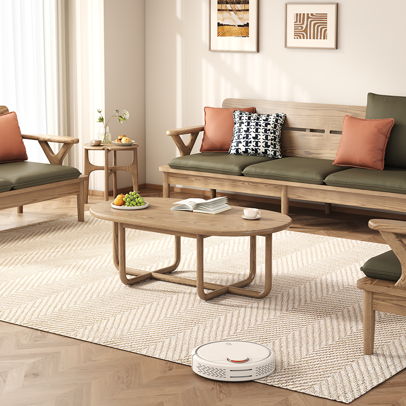 Modern Minimalist Oval Coffee Table - Stable & Eco-Friendly Ash Wood Table 1-Tier For Living Room Lumendat