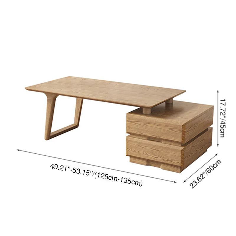 Japanese Zen Ash Wood Extendable Coffee Table - Extendable & Eco-Friendly Storage Table 2-Drawer For Living Room Lumendat