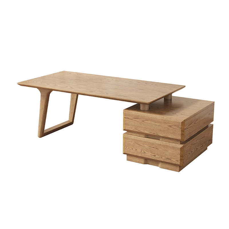 Japanese Zen Ash Wood Extendable Coffee Table - Extendable & Eco-Friendly Storage Table 2-Drawer For Living Room Lumendat