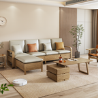 Japanese Zen Ash Wood Extendable Coffee Table - Extendable & Eco-Friendly Storage Table 2-Drawer For Living Room Lumendat