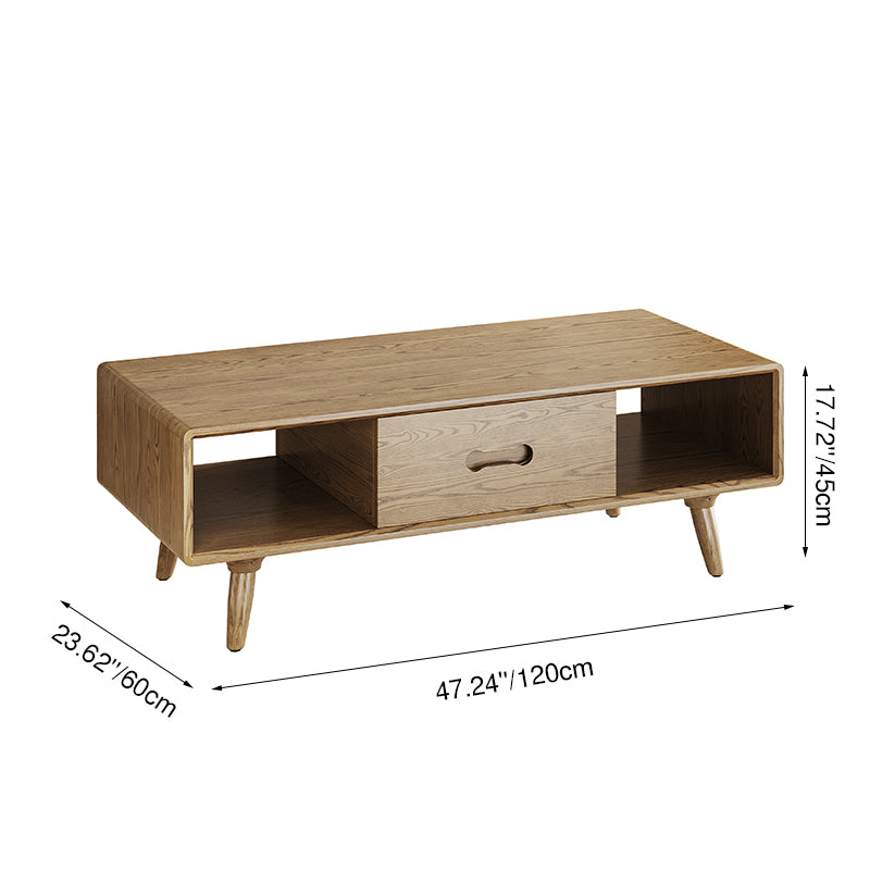 Space-Saving Modern Minimalist Ash Wood Coffee Table - Eco-friendly & Organized Storage Table 2-Tier For Living Room Lumendat
