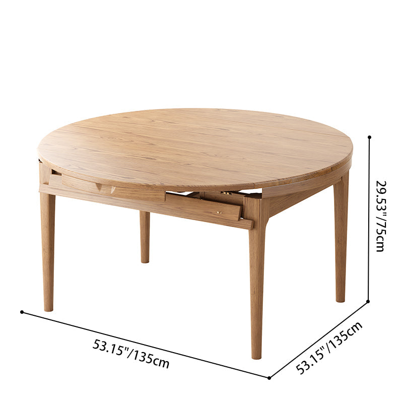 Traditional Chinese North American Ash Wood Dining Table Set - Round Dining Table Ladder Back Chairs For Dining Room Lumendat