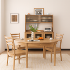 Traditional Chinese North American Ash Wood Dining Table Set - Round Dining Table Ladder Back Chairs For Dining Room Lumendat
