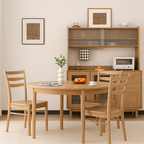 Traditional Chinese North American Ash Wood Dining Table Set - Round Dining Table Ladder Back Chairs For Dining Room Lumendat