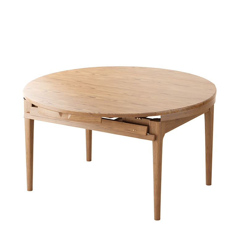 Traditional Chinese North American Ash Wood Dining Table Set - Round Dining Table Ladder Back Chairs For Dining Room Lumendat