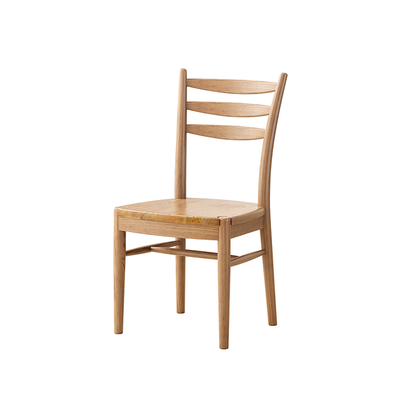 Traditional Chinese North American Ash Wood Dining Table Set - Round Dining Table Ladder Back Chairs For Dining Room Lumendat