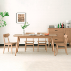 Traditional North American Ash Wood Dining Table Set - Rounded Edges 1 Tier Dining Table For Dining Room Lumendat