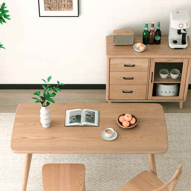 Traditional North American Ash Wood Dining Table Set - Rounded Edges 1 Tier Dining Table For Dining Room Lumendat