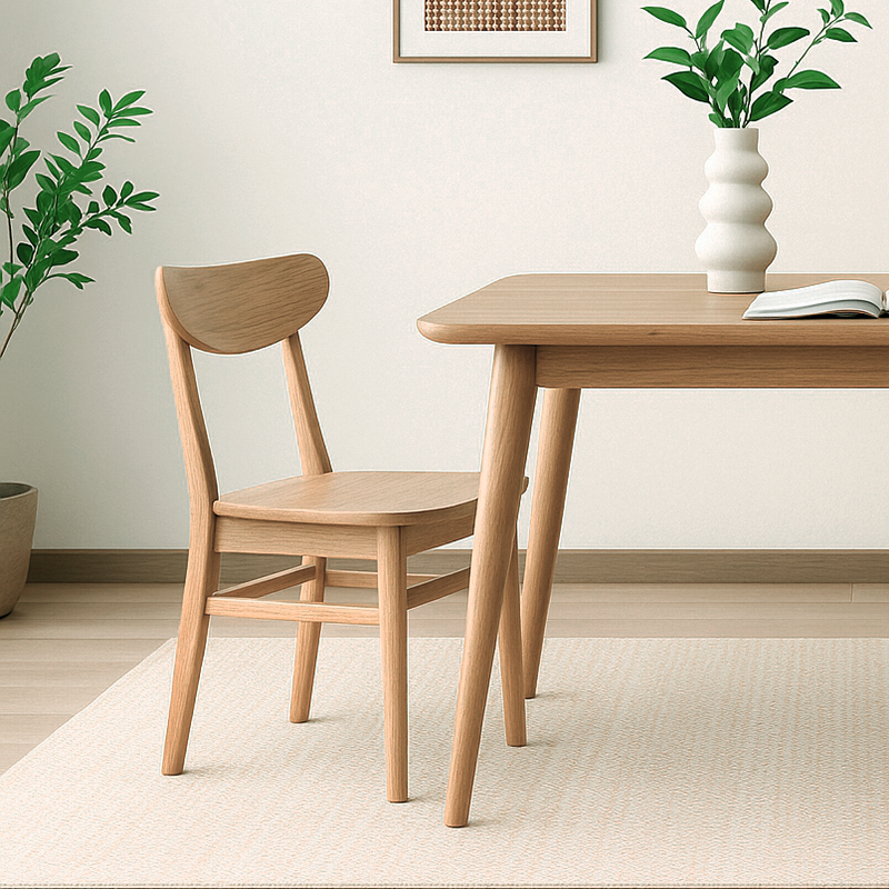 Traditional North American Ash Wood Dining Table Set - Rounded Edges 1 Tier Dining Table For Dining Room Lumendat