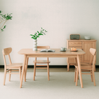 Traditional North American Ash Wood Dining Table Set - Rounded Edges 1 Tier Dining Table For Dining Room Lumendat