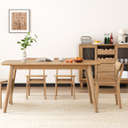 Traditional North American Ash Wood Dining Table Set - Rounded Edges 1 Tier Dining Table For Dining Room Lumendat