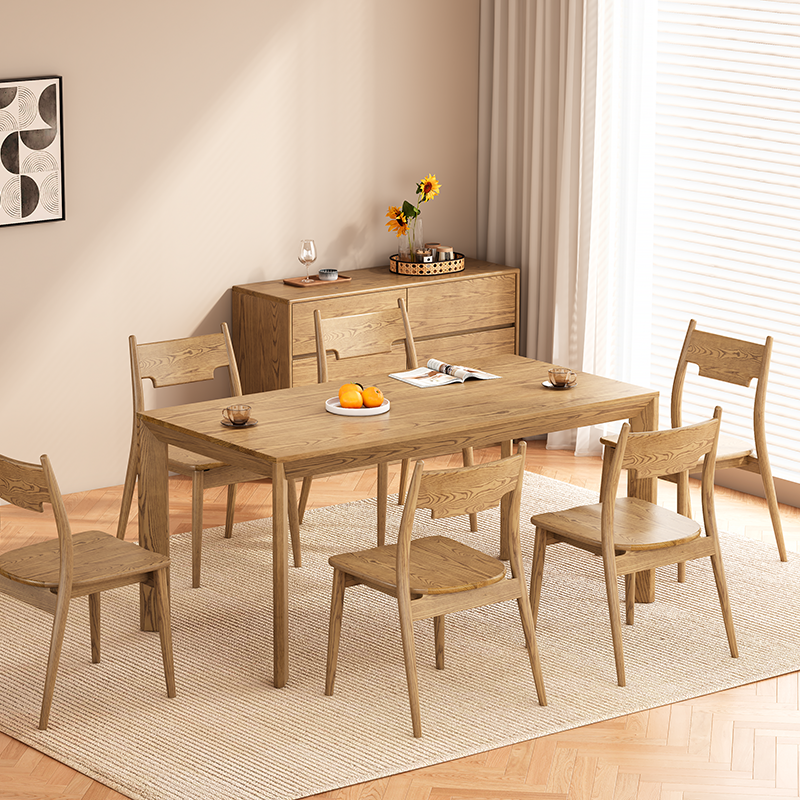 Traditional North American Ash Wood Dining Table Set - Square 1-Tier Dining Furniture For Dining Room Lumendat