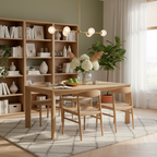 Traditional North American Ash Wood Dining Table - Rectangular Light Walnut Dining Desk For 6 Seats Lumendat