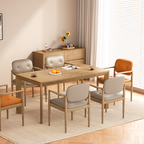 Traditional North American Ash Wood Dining Table - Rectangular Light Walnut Dining Desk For 6 Seats Lumendat