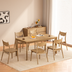 Traditional North American Ash Wood Dining Table - Rectangular Light Walnut Dining Desk For 6 Seats Lumendat