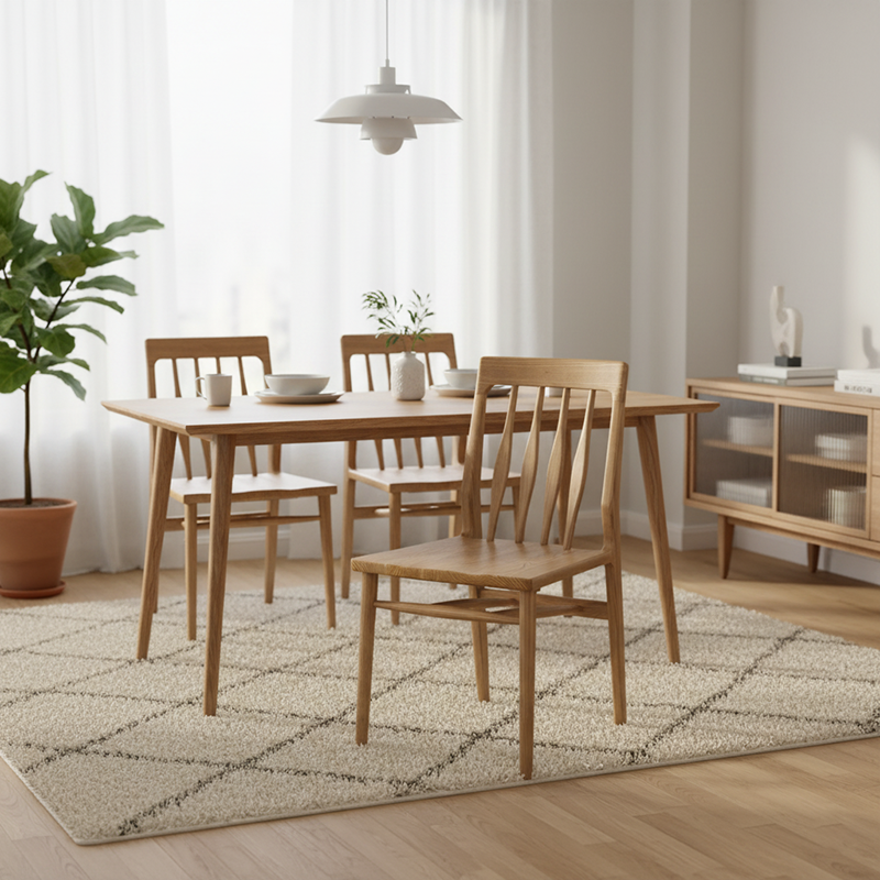 Traditional Chinese Curved Ergonomic Support Chair - North American Ash Wood Dining Chair For Dinning Room Lumendat