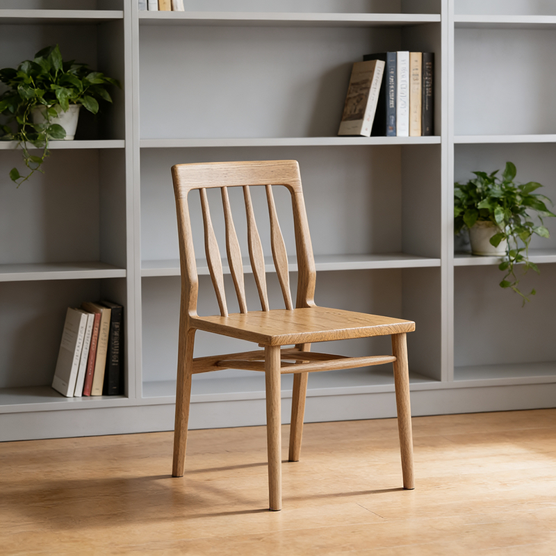 Traditional Chinese Curved Ergonomic Support Chair - North American Ash Wood Dining Chair For Dinning Room Lumendat