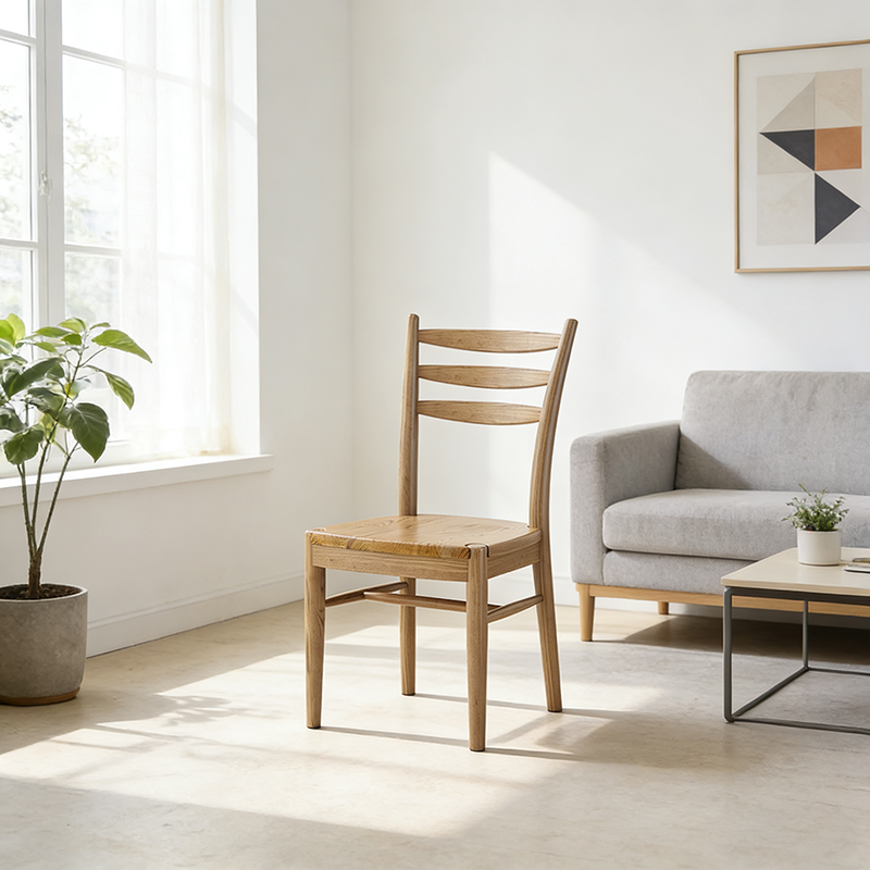 Traditional Chinese Rounded Silhouette Chair - North American Ash Wood Dining Chair For Dinning Room Lumendat