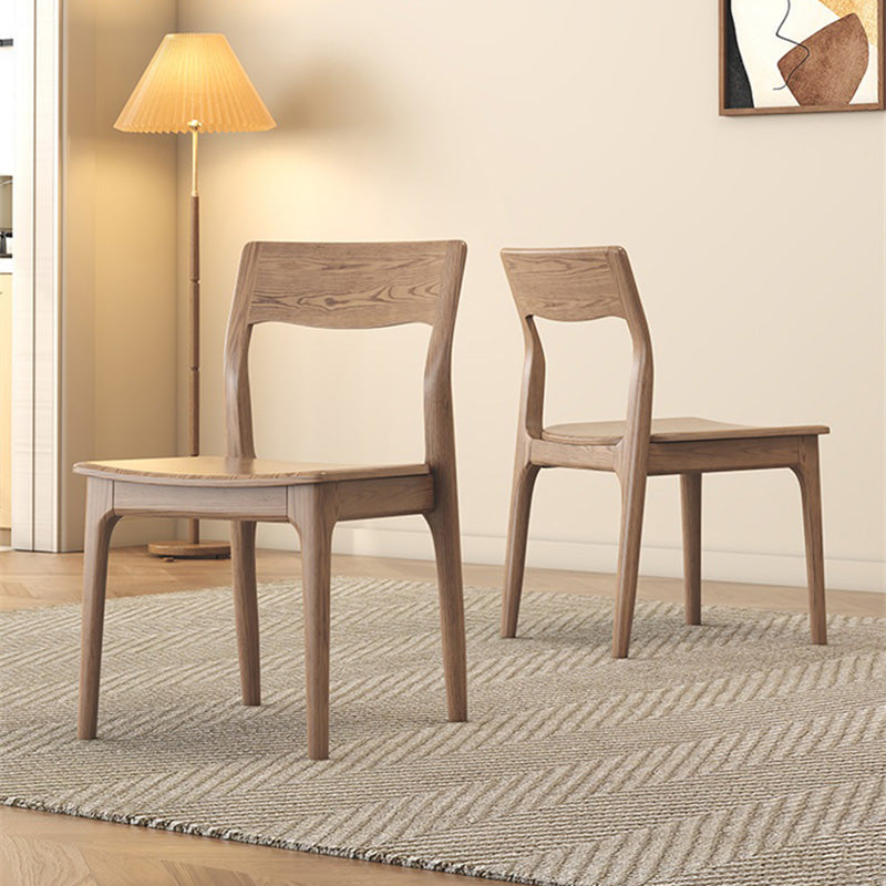 Traditional North American Ash Wood Chair - Smooth Curved Seat Sculpted Back Dining Chair For Dining Room Lumendat