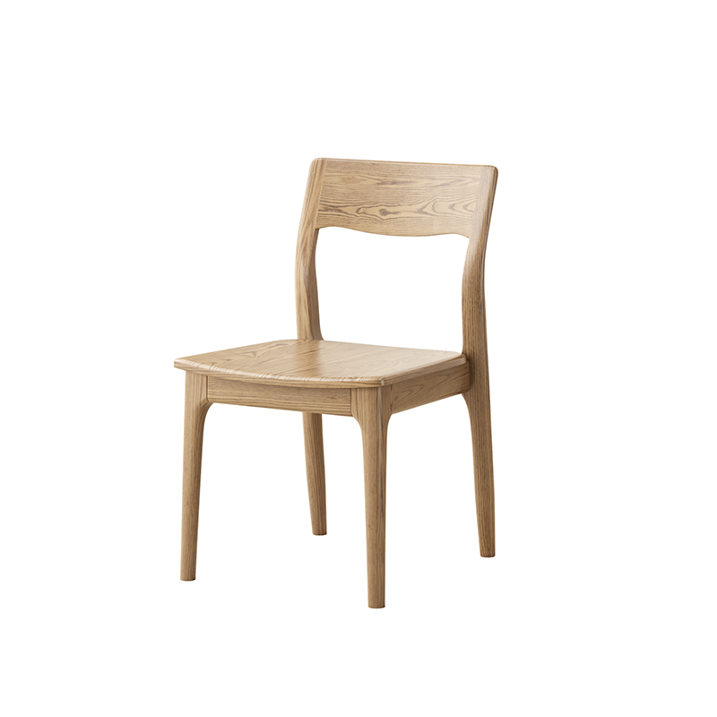Traditional North American Ash Wood Chair - Smooth Curved Seat Sculpted Back Dining Chair For Dining Room Lumendat