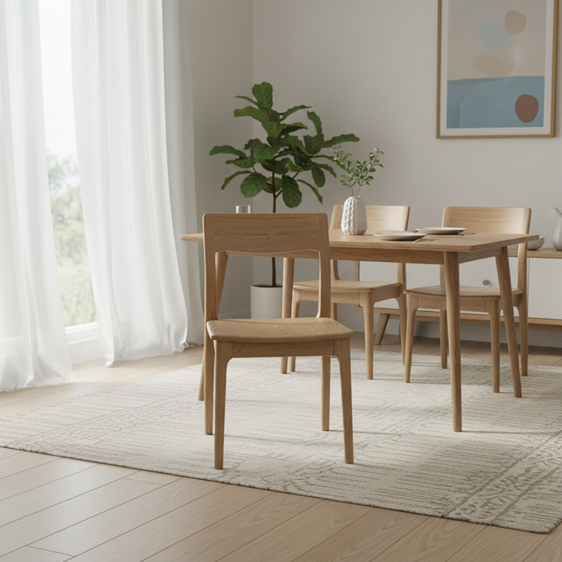 Traditional North American Ash Wood Chair - Smooth Curved Seat Sculpted Back Dining Chair For Dining Room Lumendat