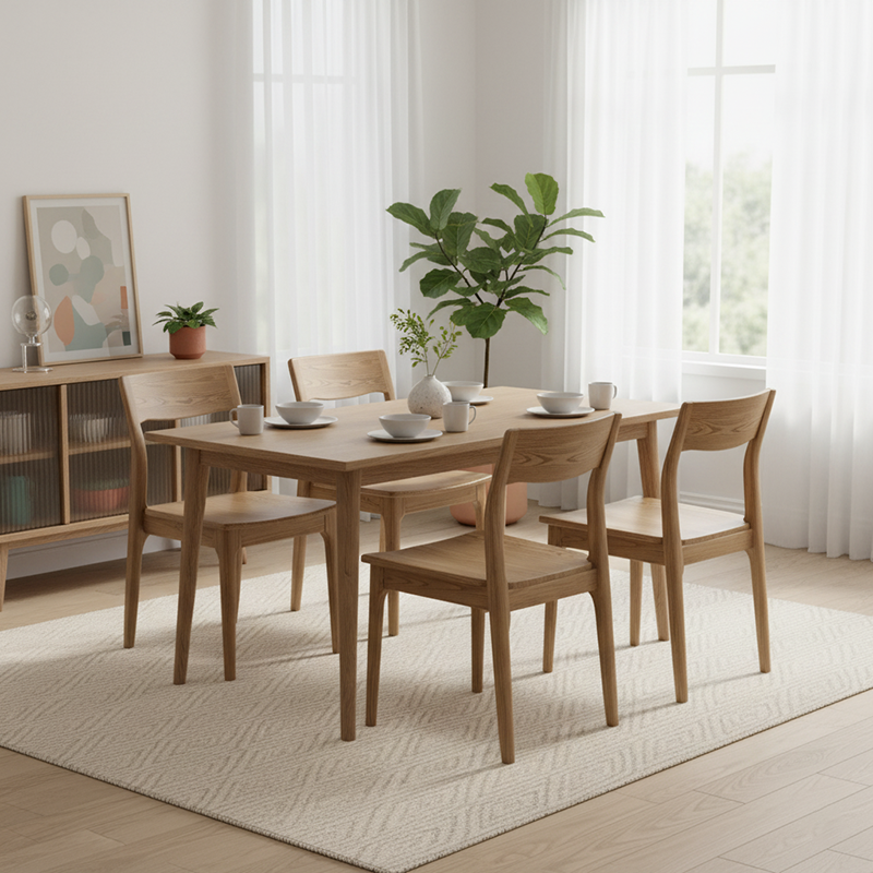 Traditional North American Ash Wood Chair - Smooth Curved Seat Sculpted Back Dining Chair For Dining Room Lumendat