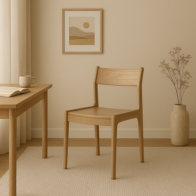 Traditional Ergonomic Curved Backrest Chair - North American Ash Wood Dining Chair For Dining Room Lumendat