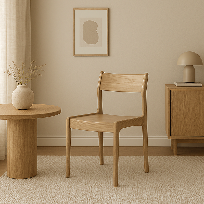 Traditional Ergonomic Curved Backrest Chair - North American Ash Wood Dining Chair For Dining Room Lumendat