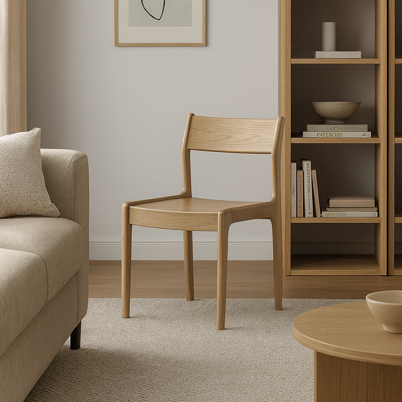 Traditional Ergonomic Curved Backrest Chair - North American Ash Wood Dining Chair For Dining Room Lumendat