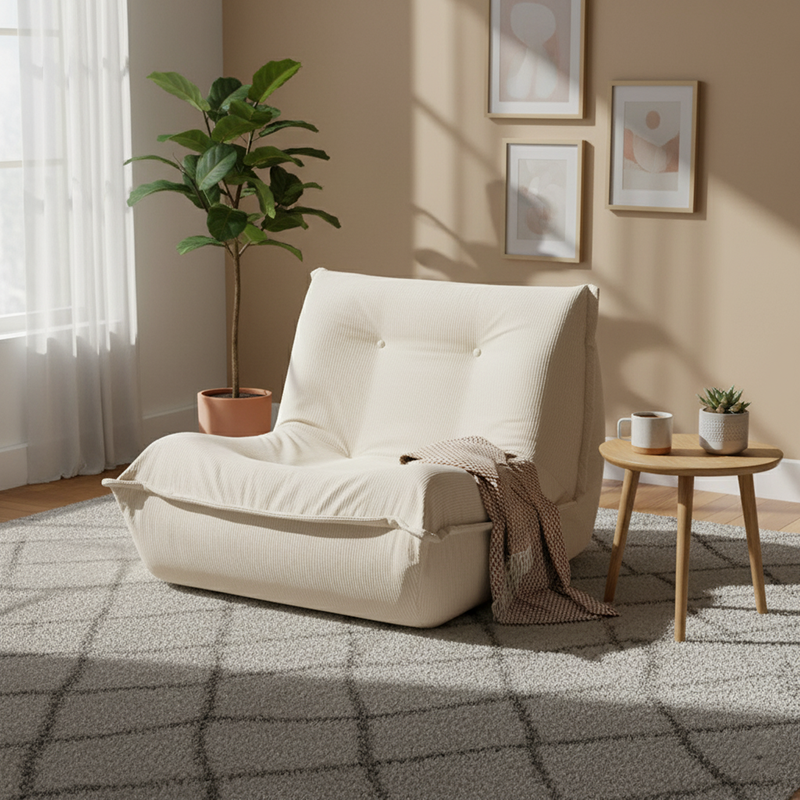 Contemporary Nordic Ergonomic Compressed Foam Sofa - Eco-Friendly High-Resilience Foam Fabric Sofa For Living Room & Bedroom Lumendat