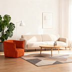 Contemporary Scandinavian U-Shape Fabric Lounge Chair Sofa - Small Space Sponge Comfy Accent Chair For Living Room Lumendat