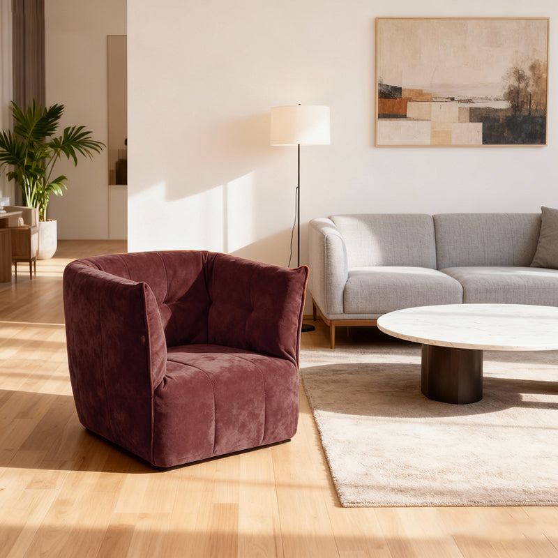 Contemporary Scandinavian U-Shape Fabric Lounge Chair Sofa - Small Space Sponge Comfy Accent Chair For Living Room Lumendat