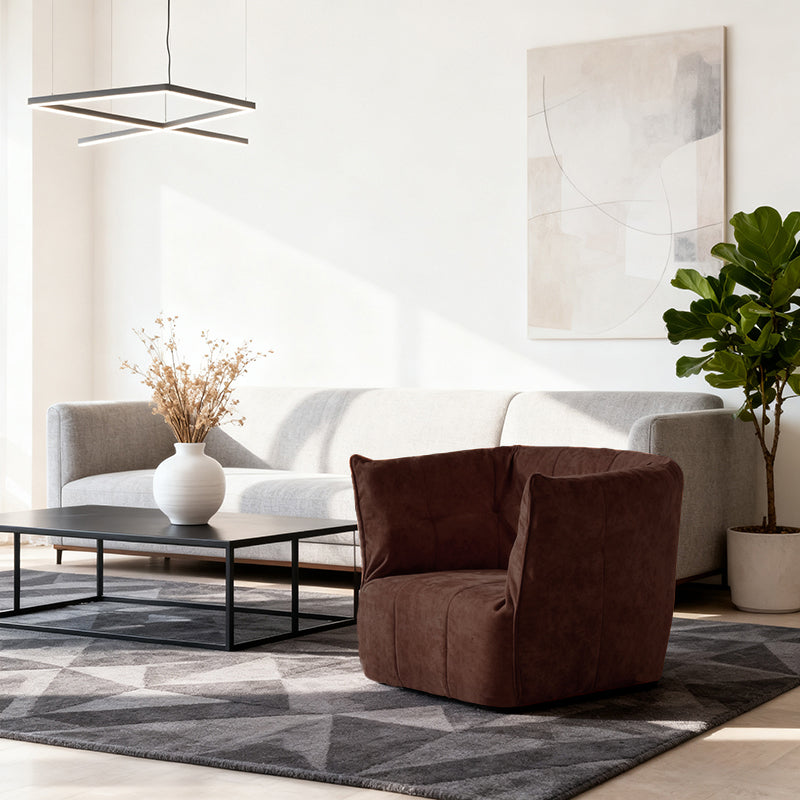 Contemporary Scandinavian U-Shape Fabric Lounge Chair Sofa - Small Space Sponge Comfy Accent Chair For Living Room Lumendat